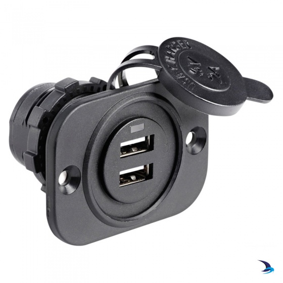 Flush Mount Double USB Socket Black