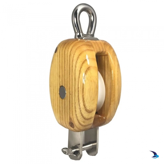 Meridian Zero - Wooden Yacht Block Single with Bow & Becket 10-12mm
