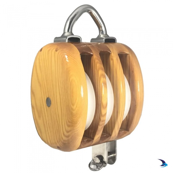Meridian Zero - Wooden Yacht Block Triple with Bow & Becket 12-14mm