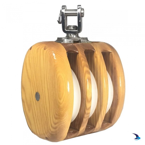 Meridian Zero - Wooden Yacht Block Triple with Swivel 8-10mm