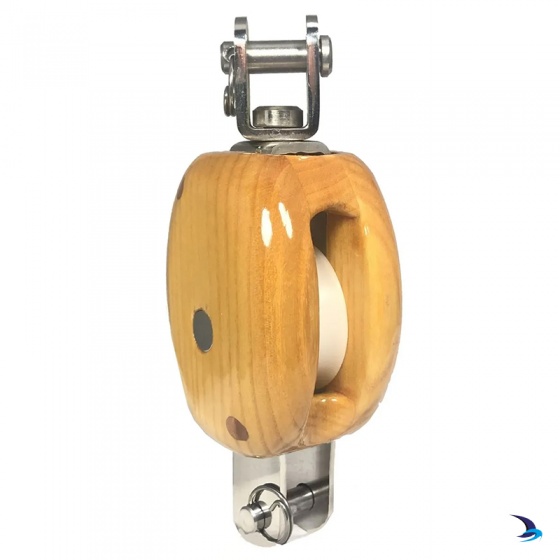 Meridian Zero - Wooden Yacht Block Single with Swivel & Becket 10-12mm