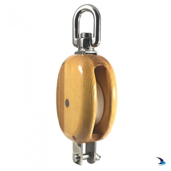 Meridian Zero - Wooden Tall Ship Block Single with Swivel & Becket 23-24mm