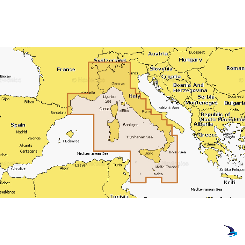 Navionics - Navionics+ NAEU012R Mediterranean Sea, Central & West