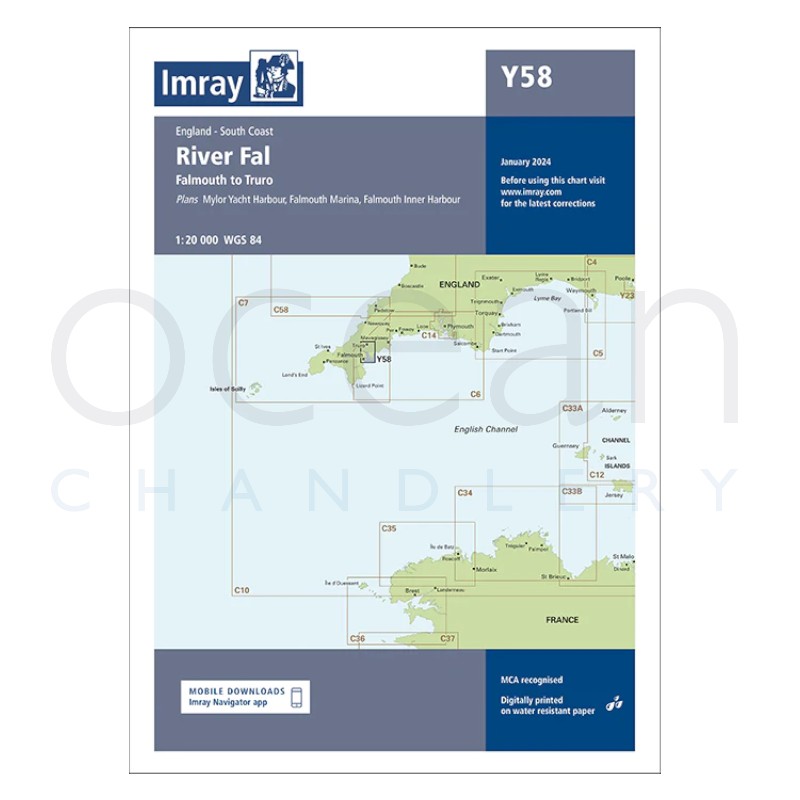 Imray chart y58 river fal falmouth to truro small format 