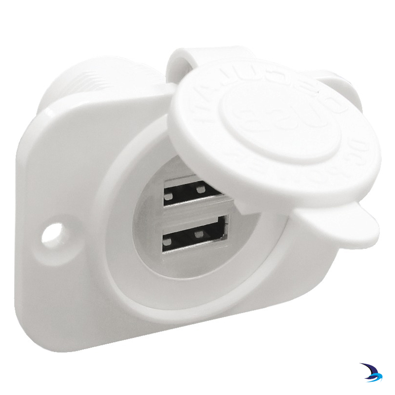 Flush Mount Double USB Socket White