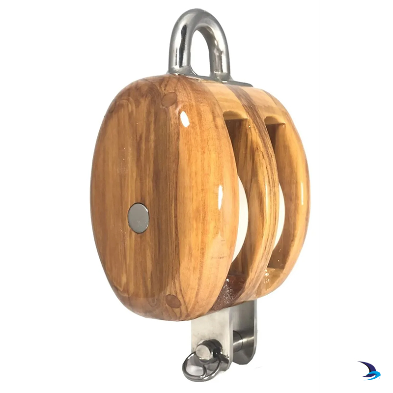 Meridian Zero - Wooden Yacht Block Double with Bow & Becket 12-14mm